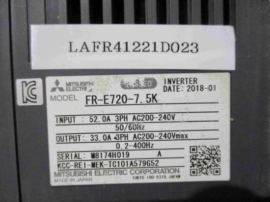 中古 MITSUBISHI INVERTER FR-E720-7.5K インバータ 200V - growdesystem