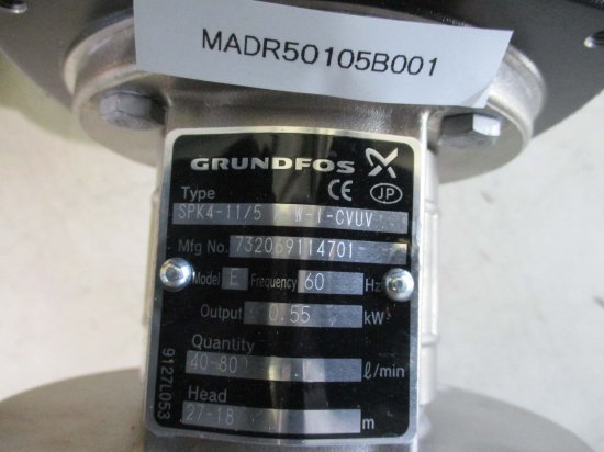 中古 Grundfos SPK4-11/5 A-W-I-CVUV クーラントポンプ Grundfos 
