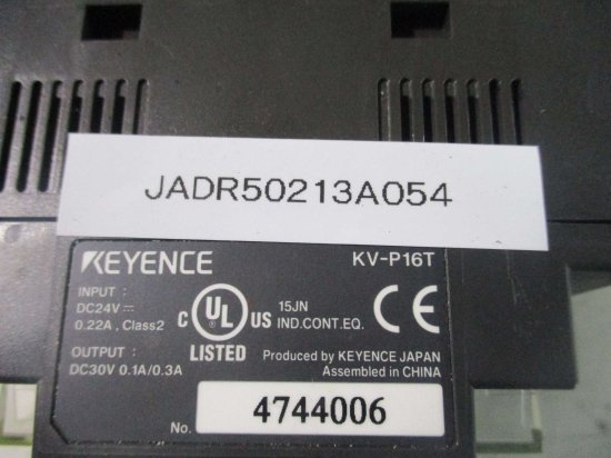 中古 KEYENCE KV-P16T Programmable Controllers DC24V 0.22A CLASS2