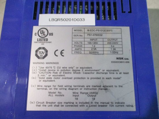 中古 NSK Servo Drive Controller M-EDC-PS1012CB5F5 メガトルクモータサーボドライブコントローラ  100-120V 2.5A - growdesystem