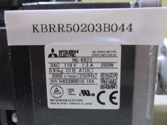 中古 MITSUBISHI AC SERVO MOTOR HG-KR23 サーボモータ 3AC 119V 1.3A 200W -  growdesystem