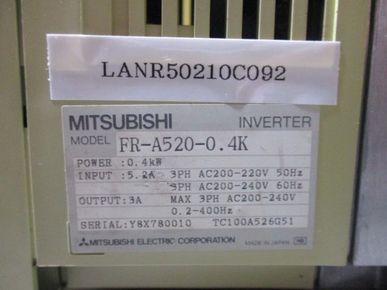 中古 MITSUBISHI FREQROL-A500 INVERTER FR-A520-0.4K インバータ 0.4