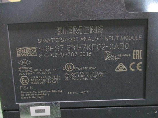 新古 SIEMENS SIMATIC S7-300 ANALOG INPUT MODULE 6ES7 331-7KF02-0AB0  アナログ入力モジュール - growdesystem