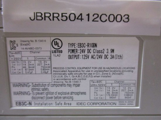 中古 IDEC EB3C-R10DN EB3C形リレーバリア 本質安全防爆構造 24V DC 3.9W - growdesystem