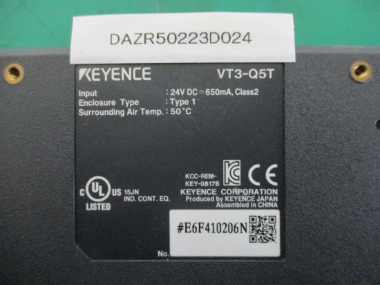 中古 KEYENCE VT3-Q5T タッチパネルディスプレイ 通電OK - growdesystem