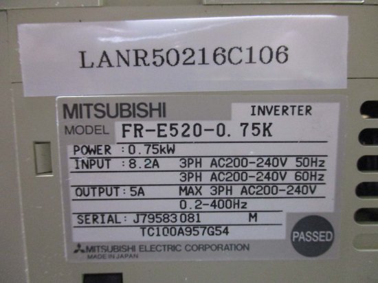 中古 MITSUBISHI INVERTER FR-E520-0.75K インバータ 200-240V 0.75kW - growdesystem