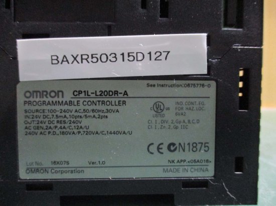 中古 OMRON PROGRAMMABLE CONTROLLER CP1L-L20DR-A - growdesystem