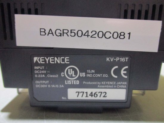 中古 KEYENCE KV-P16T Programmable Controllers DC24V 0.22A CLASS2 -  growdesystem