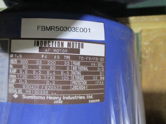 新古 SUMITOMO INDUCTION MOTOR TC-FV/FB-3D/CHHM2-6135DC-AV-B-104 ＜送料別着払い＞ -  growdesystem