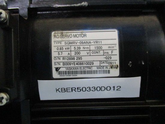 中古 YASKAWA ELECTRIC 安川 SGMRV-09ANA-YR11 AC SERVO MOTOR サーボモーター＜送料別＞ -  growdesystem