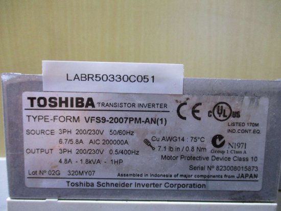 中古 TOSHIBA 東芝インバータ VFS9 -2007PM-AN 3相200V 小型インバータ TOSVERTTM - growdesystem