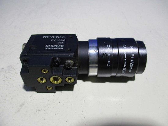中古 KEYENCE デジタル倍速白黒カメラ CV-035M 画像センサ/HR F1.4/25MM - growdesystem