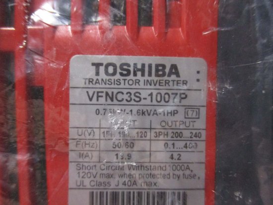 TOSHIBA 東芝インバータ VFNC1S-1007P 0.75KW-16KVA-1HP - 工具、DIY用品