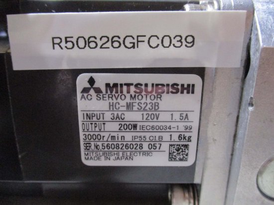 中古 MITSUBISHI HC-MFS23B 200W ACサーボモーター alpha SP 060S-MF2-20 -1C1-2S -  growdesystem