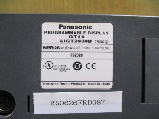 中古 PANASONIC PROGRAMMABLE DISPLAY GT11 AIGT2030B 小型プログラマブル表示器 通電OK -  growdesystem