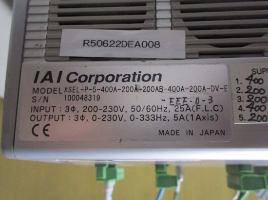 中古 IAI XSEL-P-5-400A-200A-200AB-400A-200A-DV-E-EEE-0-3 コントローラー -  growdesystem