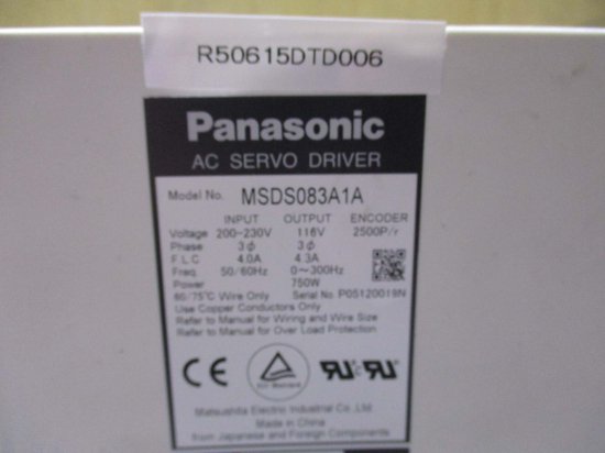 中古Panasonic AC SERVO DRIVER MSDS083A1A サーボドライバ 200-230V 116V 750W -  growdesystem