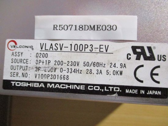 中古 TOSHIBA MACHINE サーボ アンプ VLASV-100P3-EV 3P 230V 0-334Hz 28.4A 5.0KW -  growdesystem