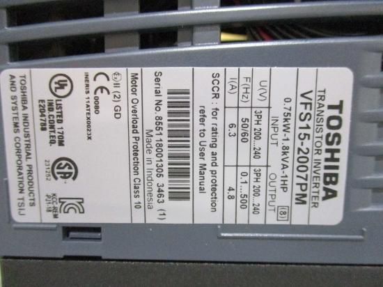 新古 TOSHIBA 東芝 VFS15-2007PM 0.75KW-1.8kVA-1HP インバーター 200V - growdesystem