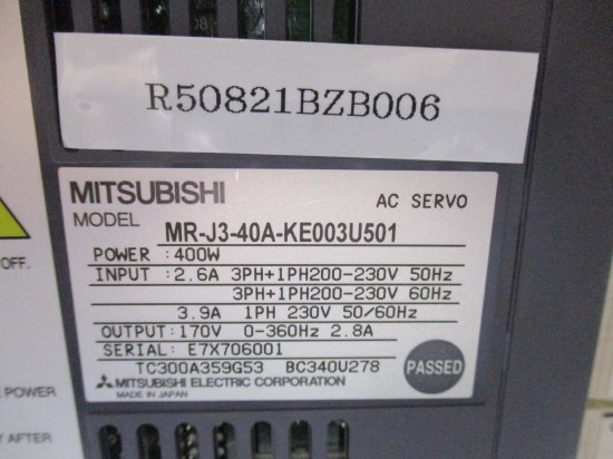 中古 MITSUBISHI MR-J3-40A-KE003U501 ACサーボ - growdesystem