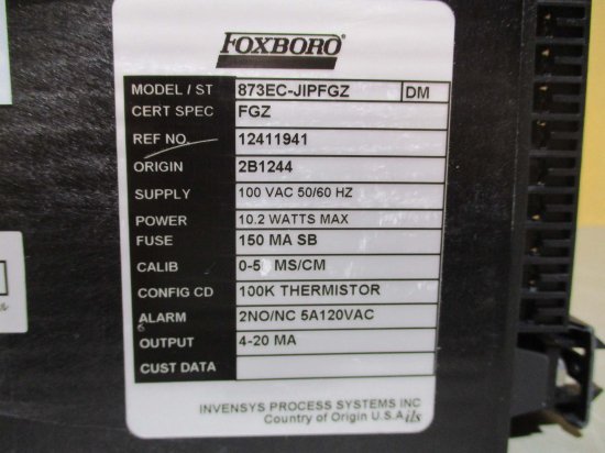 新古 FOXBORO 873EC-JIPFGZ 無電極式導電率・薬液濃度モニター - growdesystem