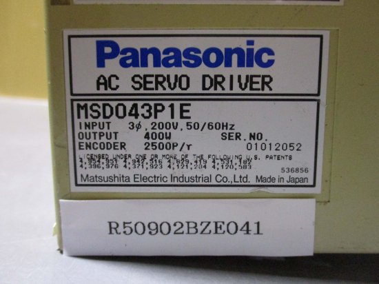 中古 Panasonic AC SERVO DRIVER MSD043P1E 400W ACサーボアンプ