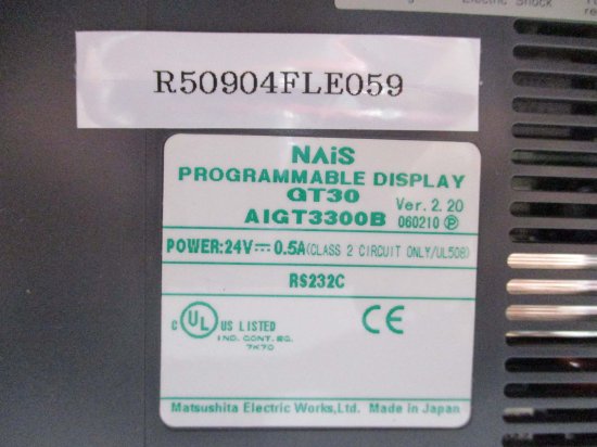 中古 Panasonic GT30 AIGT3300B プログラマブル表示器 PROGRAMMABLE DISPLAY＜通電OK＞ -  growdesystem