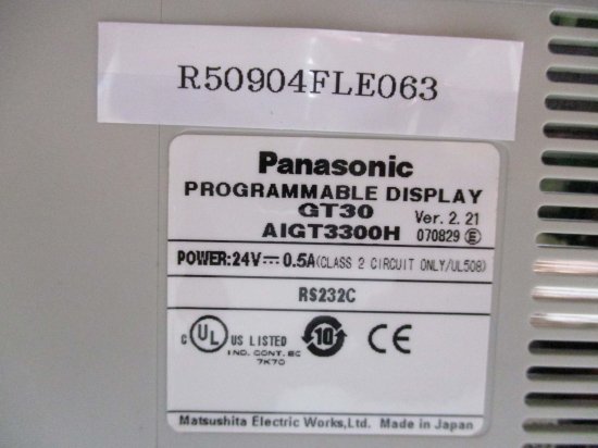 中古 Panasonic GT30 AIGT3300H プログラマブル表示器 PROGRAMMABLE DISPLAY＜通電OK＞ -  growdesystem