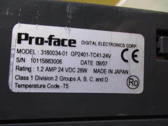 中古 PRO FACE 3180034-01 GP2401-TC41-24V プログラマブル表示器 通電OK - growdesystem