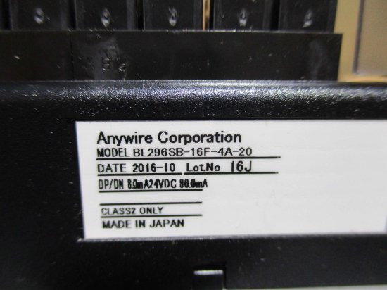 中古 AnyWire BL296SB-16F-4A-20 小型端子台ターミナル 24VDC 4個 - growdesystem