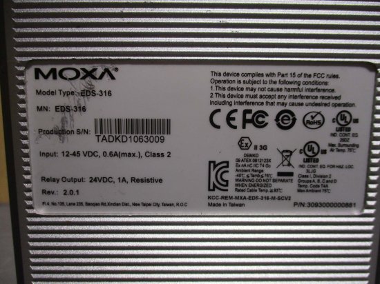 中古 MOXA EDS-316 工業用 イーサネット 5 ポート スイッチ ターボ チェーン 12-45VDC - growdesystem