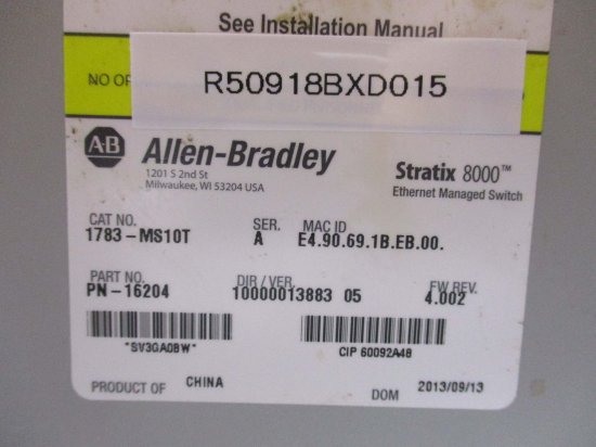 中古 Allen Bradley Stratix 8000 managed switch/1783-mx08T SERIES A