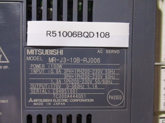 中古MITSUBISHI 三菱 シーケンサ MR-J3-10B-RJ006 サーボアンプ - growdesystem