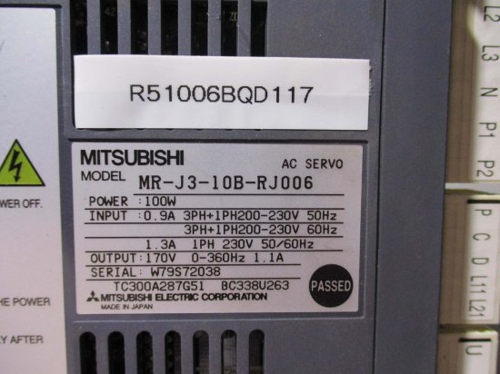 中古MITSUBISHI 三菱 シーケンサ MR-J3-10B-RJ006 サーボアンプ - growdesystem