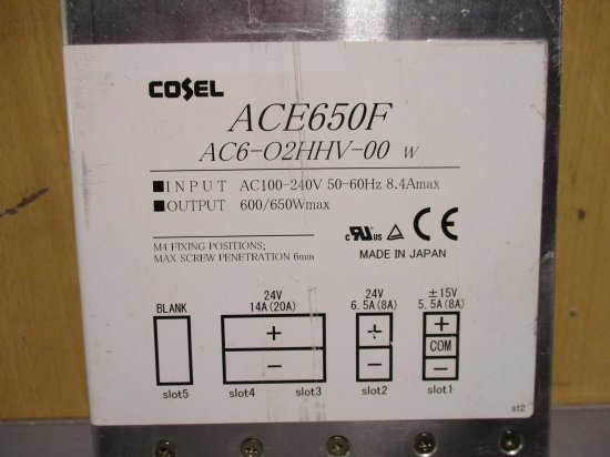 中古 COSEL ACE650F AC6-O2HHV-00 スイッチング電源 AC100~240V 650W - growdesystem