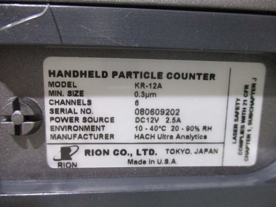 中古 RION HANDHELD PARTICLE COUNTER KR-12A/HHPC-6 ハンドヘルド パーティクルカウンター -  growdesystem