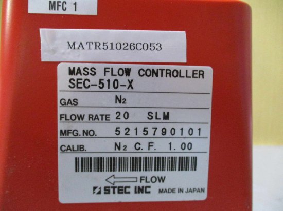 中古 STEC INC MASS FLOW CONTROLLER SEC-510-X マスフローコントローラ - growdesystem