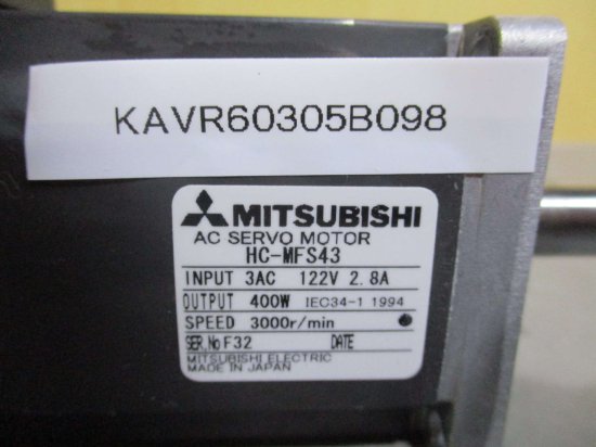 中古 MITSUBISHI AC SERVO MOTOR HC-MFS43 400W AC サーボモータ - growdesystem