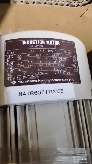 新古 SUMITOMO TC-FV/FB-05A1 AF MOTOR INDUCTION MOTOR - growdesystem