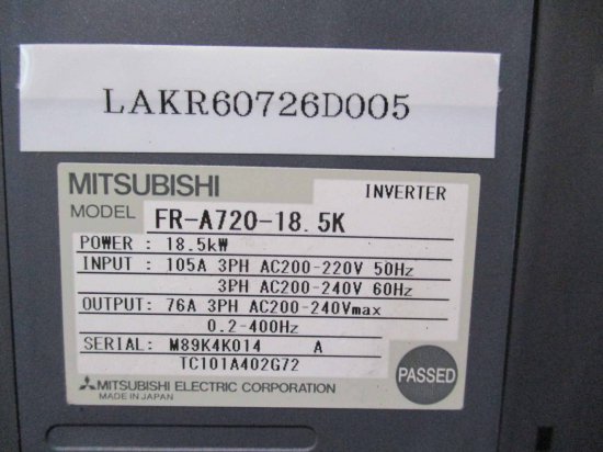 中古 MITSUBISHI INVERTER FR-A720-18.5K 18.5KW - growdesystem