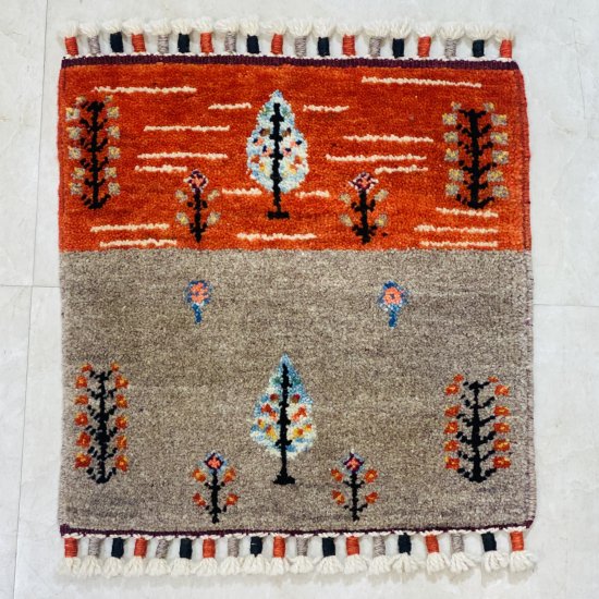 手織りトルコ絨毯 座布団 36×36CM HANDMADE TURKISH CARPET ZABUTON 9097 - labirent