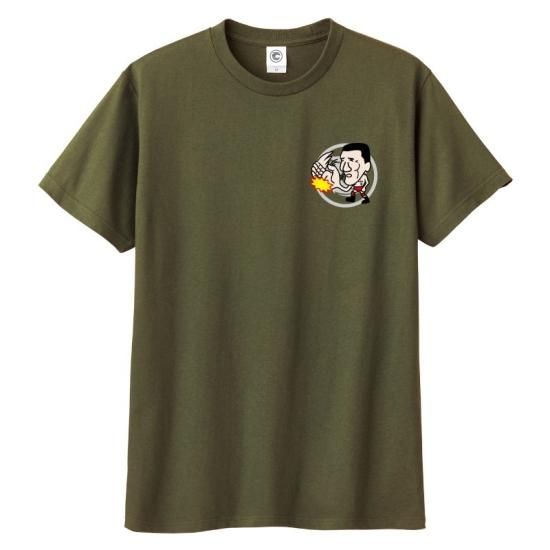 ジャイアント馬場 脳天唐竹割り コットンTシャツ アーミーグリーン