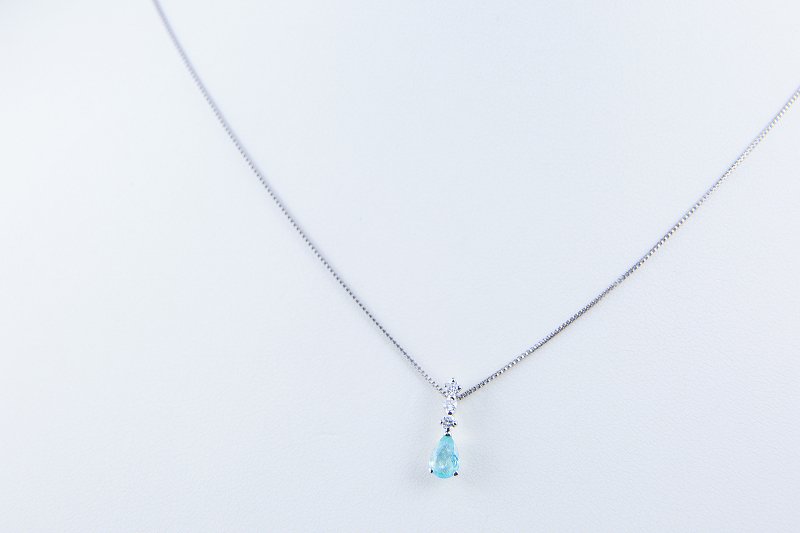 11k番 0.41ct／D0.10ct 本物 DIA K18WG ダイヤモンド パライバトルマリン ネックレス ペンダント - JEWELRY  SHOP ETERNITY