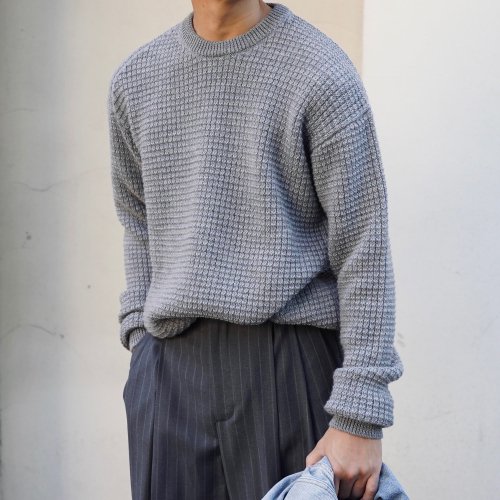 WAFFLE CREW NECK KNIT