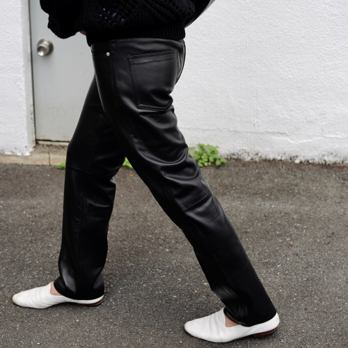 RELAXED FIT LEATHER TROUSERS