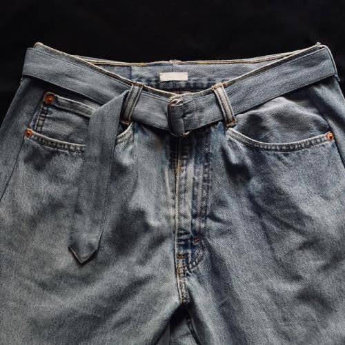 RECONS TRUCTED BELT BUGGY PANTS 