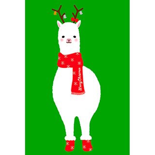 ポストカード【クリスマスアルパカ(緑)】*RiCOLETA