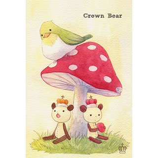 ポストカード【Crown Bear キノコとトリ】*Tea Drop