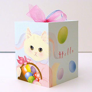 ギフトボックスカード【卵 白猫】* Haginko