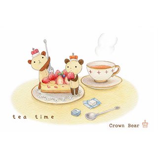 ポストカード【Crown Bear Tea Time】*Tea Drop